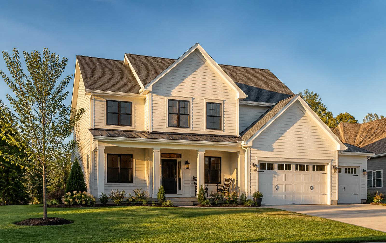 Suburban home with a fully restored roof
